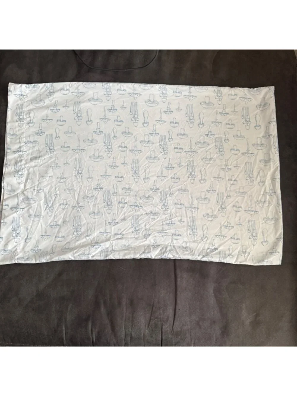Mushroom Print Pillowcase White & Blue Standard Size